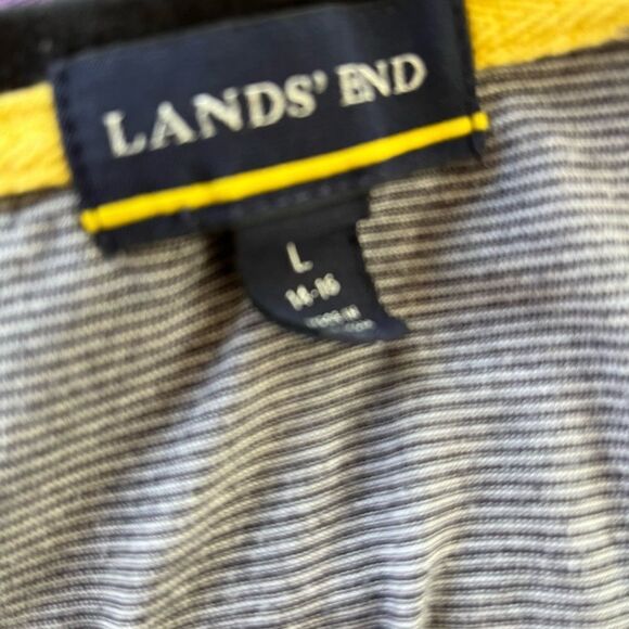 Land’s End round neck black/ white striped tee size L - Picture 5 of 5